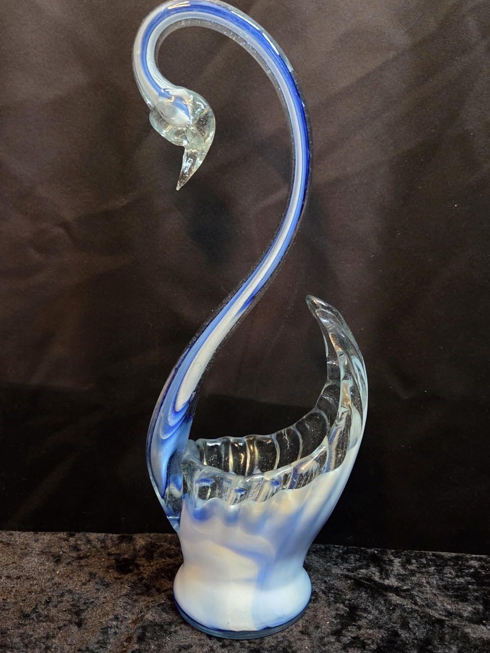 1960s Vintage Italian Art Glass Swan Dish Attributed to Murano